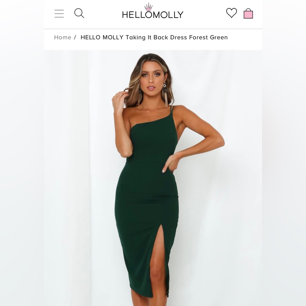 NWT HELLO MOLLY Taking It Back Dress Forest Green SIZE XL